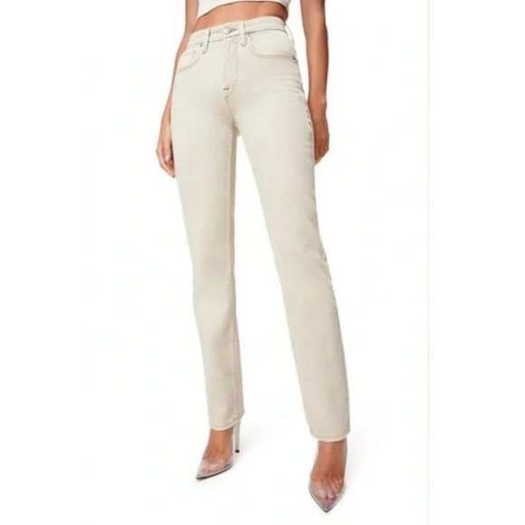 NWT Good American Women's Good 90s Icon Straight Leg Jeans Size 6/28 in Bone - Picture 1 of 12
